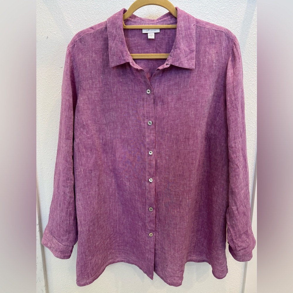 J. Jill Purple 3/4 Sleeve Button Down Shirt